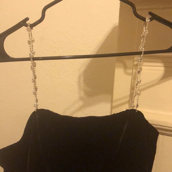 Loaded With Luxe Black Velvet Rhinestone Bodycon Mini Dress - Picture 4 of 5